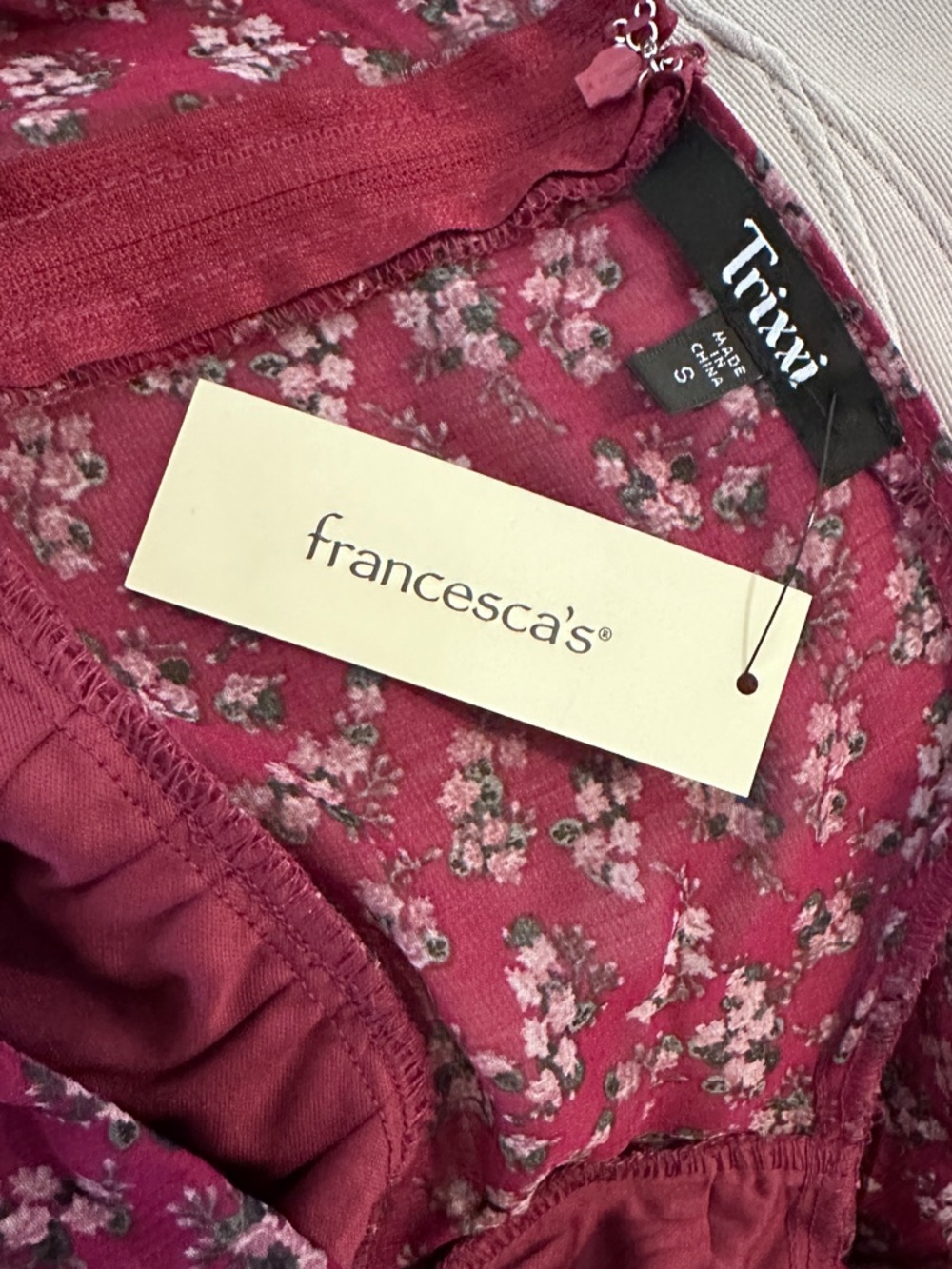 Trixxi Berry Floral Mini Dress in Raspberry - Picture 2 of 6